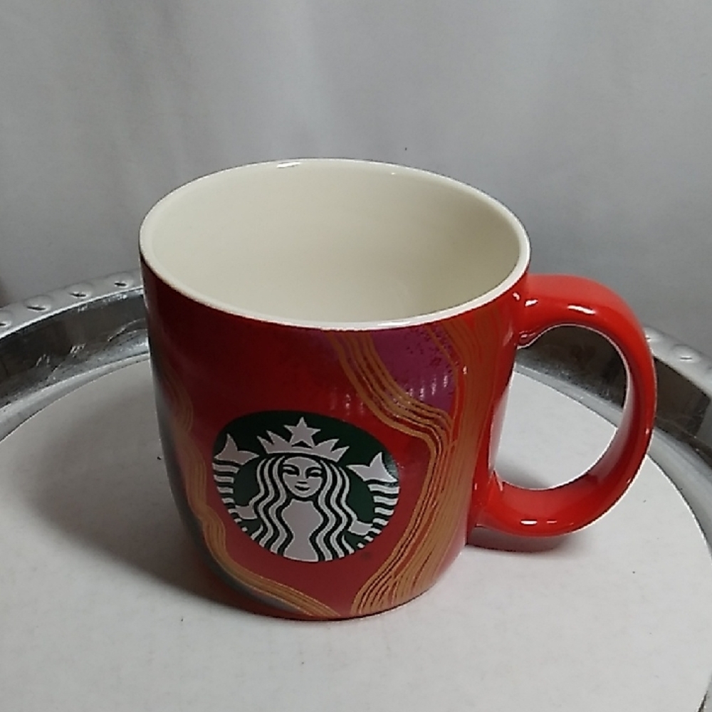 Starbucks Coffee Cup Mug Logo Siren Red Green 18 oz 2021 Geode Ceramic Mug